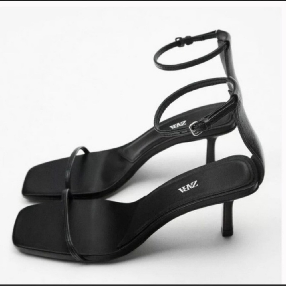 Zara minimalist heeled leather sandals